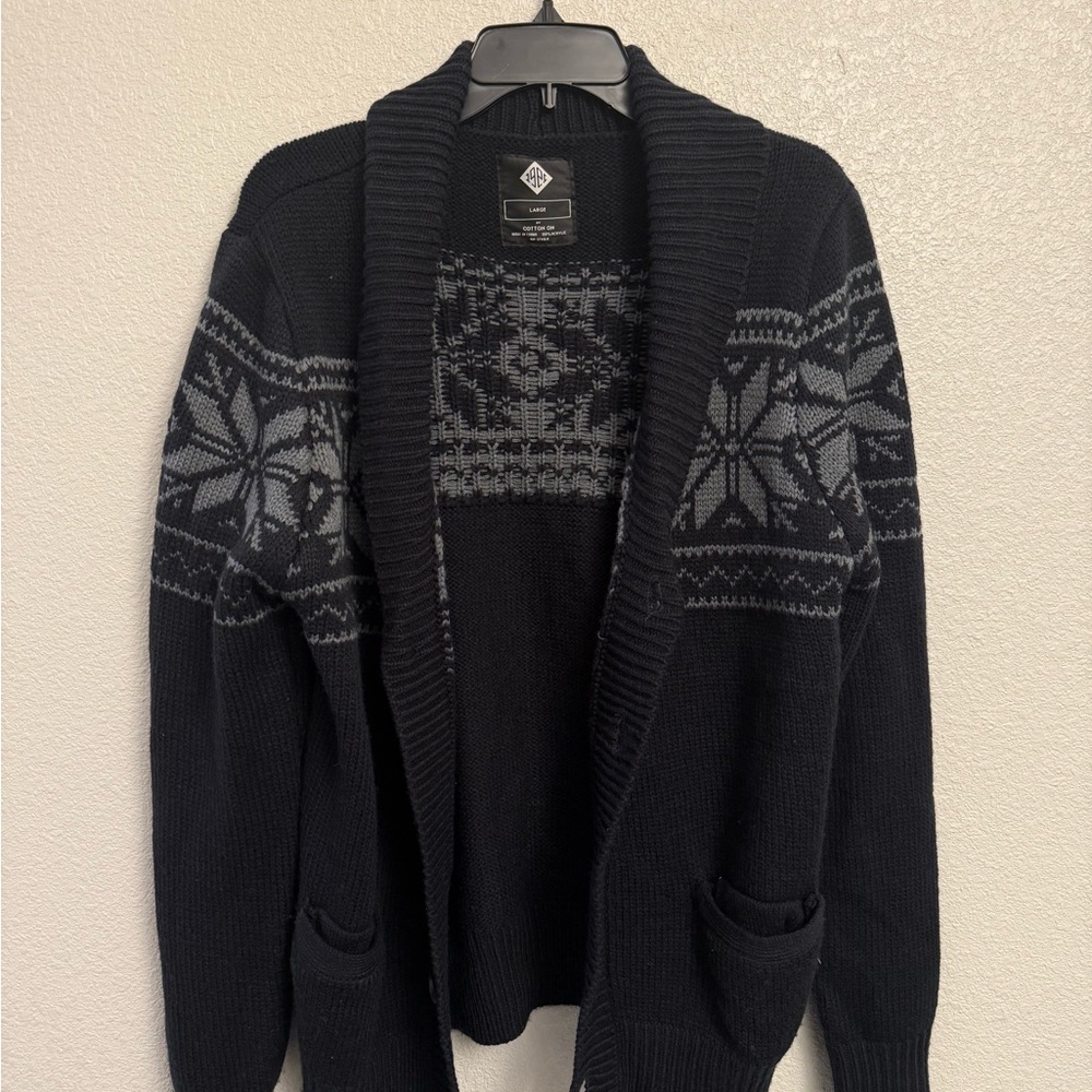 Cotton On Dark Blue and Gray Men's Cardigan